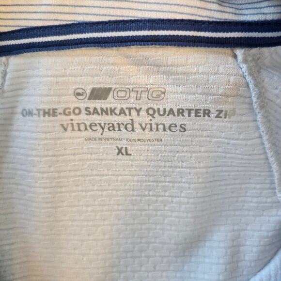 Vineyard Vines On The Go Sankaty Quarter Zip Pullover Men's XL Blue Stripe Golf - Picture 5 of 7